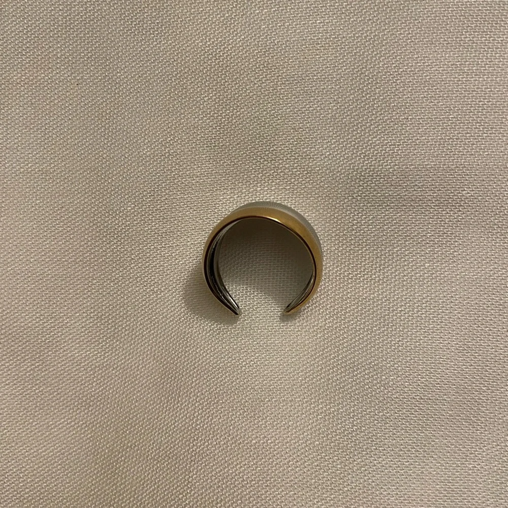 18K Gold-Plated Delicate Two-Tone Gold & Silver Open Ring